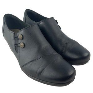 Clarks Womens Emslie Warren Shooties Boots Black Leather Stretch Ankle Zip 10 M